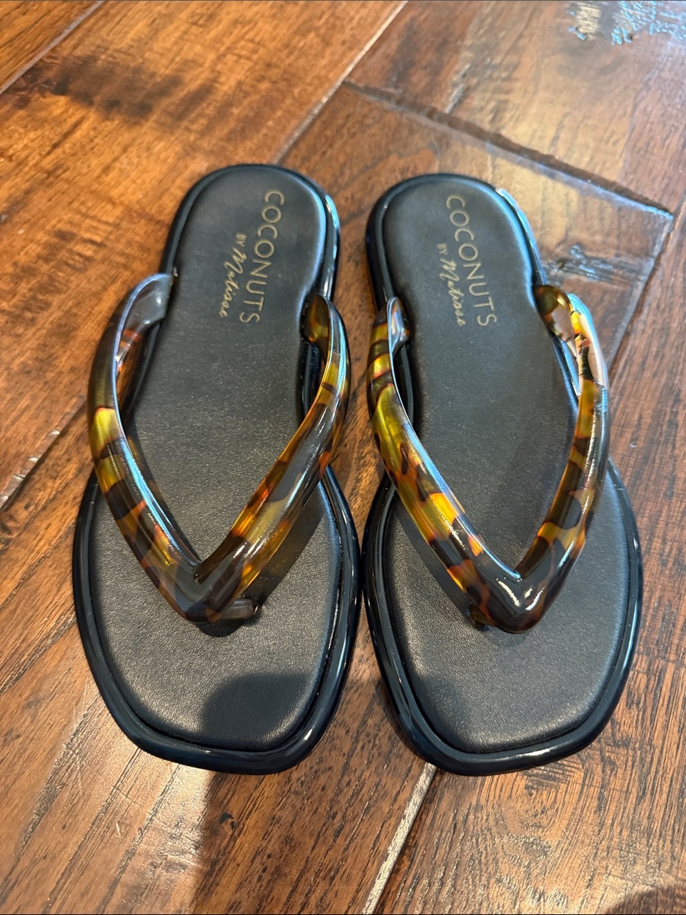Coconuts by Matisse Black Sandals with Tortoiseshell Straps
